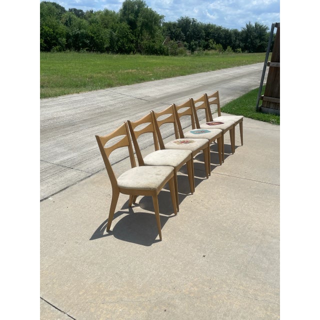 1950s Heywood Wakefield "Cat's Eye" Chairs - Set of 6 For Sale - Image 5 of 9