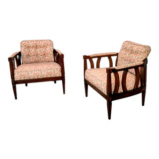 Mid Century Wood Lattice Barrel Chairs - a Pair For Sale