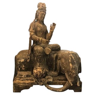 Large Early 19th Century Wooden Hindu Festival Icon of Indra For Sale