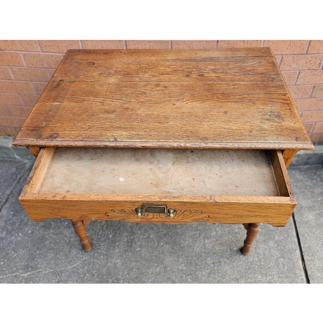 19th Century Oak Single Drawer Legs Work Table For Sale In Washington DC - Image 6 of 7