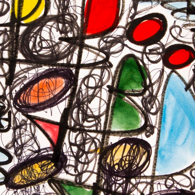 Conversations — Abstract Expressionist Drawing, Oil Markers and Acrylics on Paper, 18 × 24 In For Sale In Chicago - Image 6 of 9