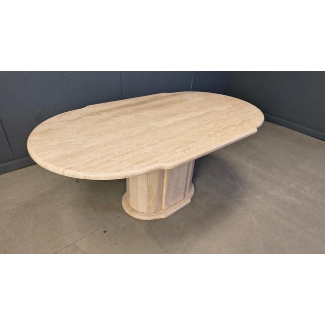 Vintage Oval Travertine Dining Table, 1970s For Sale - Image 3 of 11