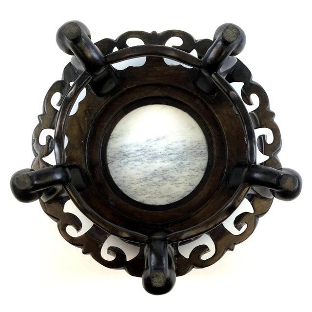 Vintage Rosewood Hand Carved Plant Stand With Genuine Marble Top For Sale - Image 10 of 12