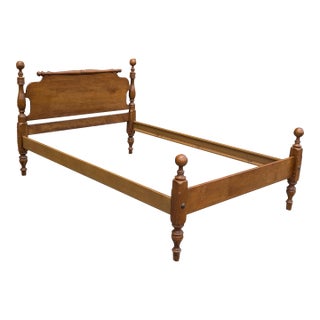 Mid 20th Century Solid Maple Colonial Early American Full Size Cannonball Bed Frame For Sale