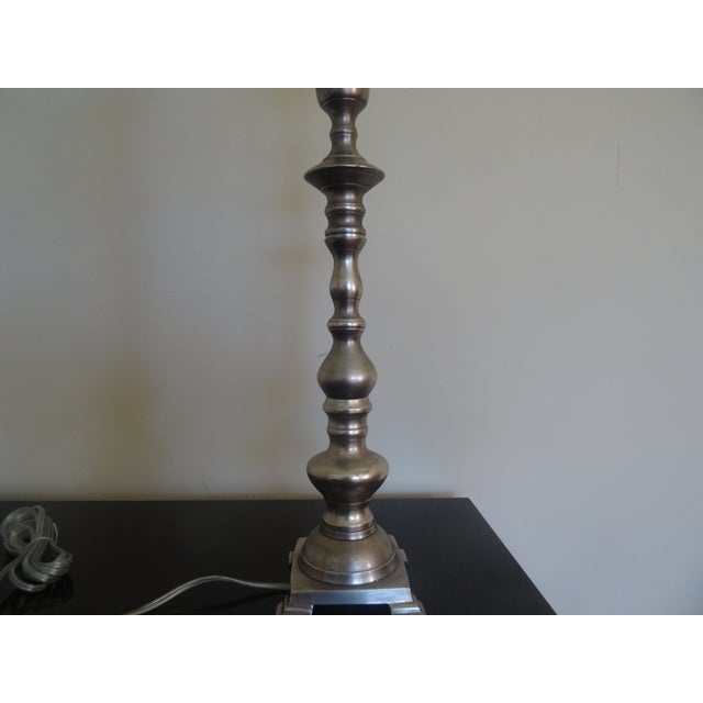 Vintage Pewter Lamp For Sale - Image 4 of 5