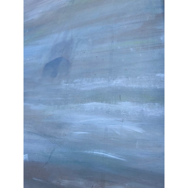 Coastal Nautical Seascape Fishing Boats Framed Vintage Oil on Board For Sale - Image 3 of 9