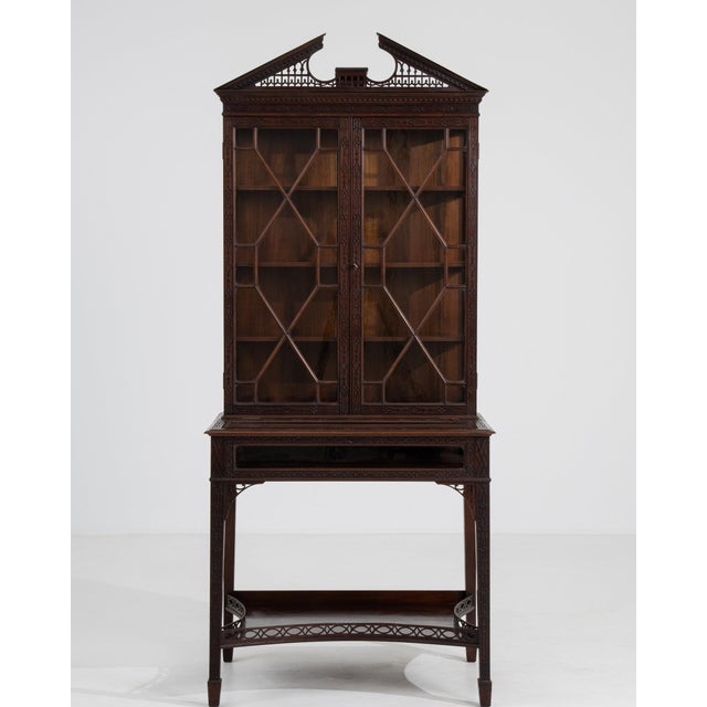 Brown 19th Century France Chippendale Brown Wood Display Cabinet For Sale - Image 8 of 11