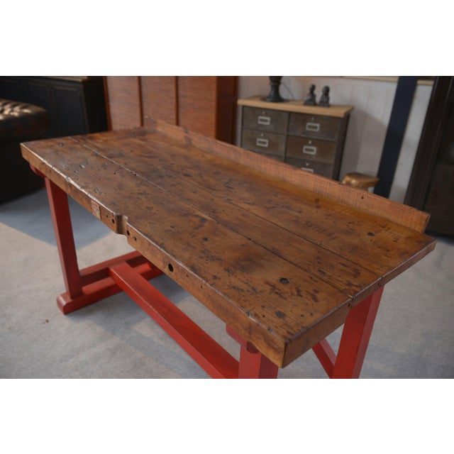 Industrial Beech Workshop Workbench, 1950s For Sale - Image 11 of 13