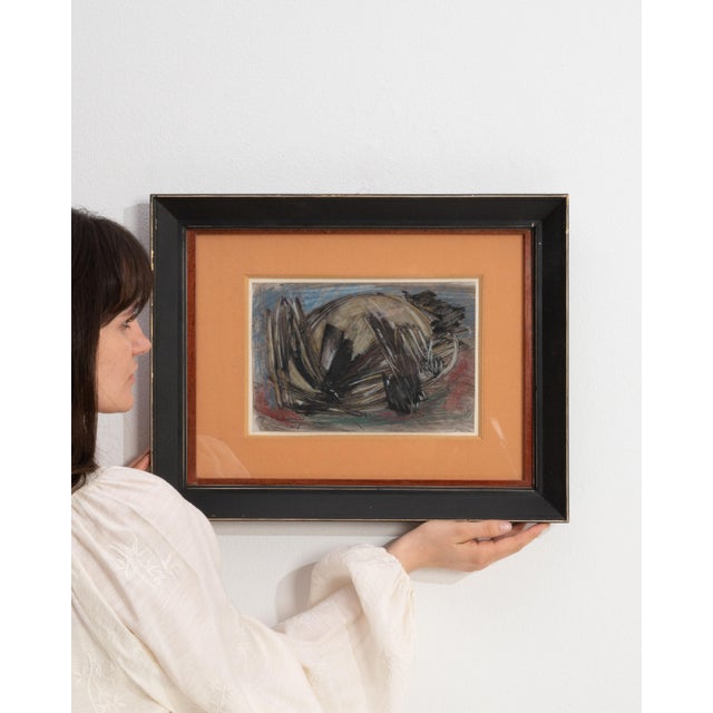 Burnt Orange Mid 20th Century France Burnt Orange Wood Painting For Sale - Image 8 of 16