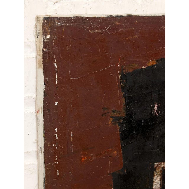 Mid 20th Century Cobalt and Crimson Geometric Abstract Painting With Ochre and Black For Sale - Image 4 of 6