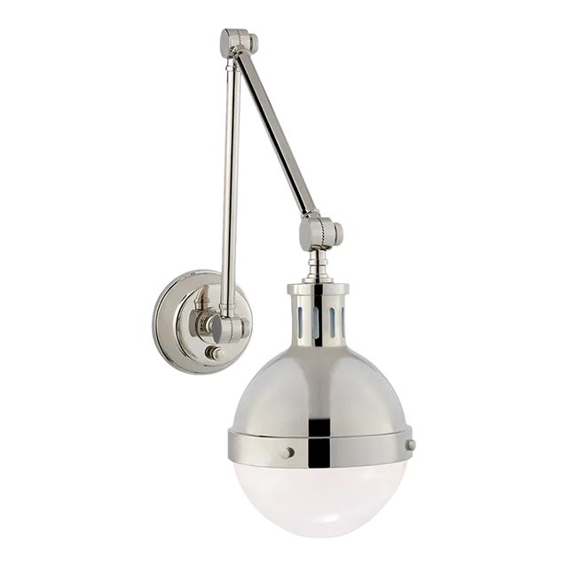 Thomas O'Brien for Visual Comfort Signature Hicks Library Light in Polished Nickel with White Glass For Sale