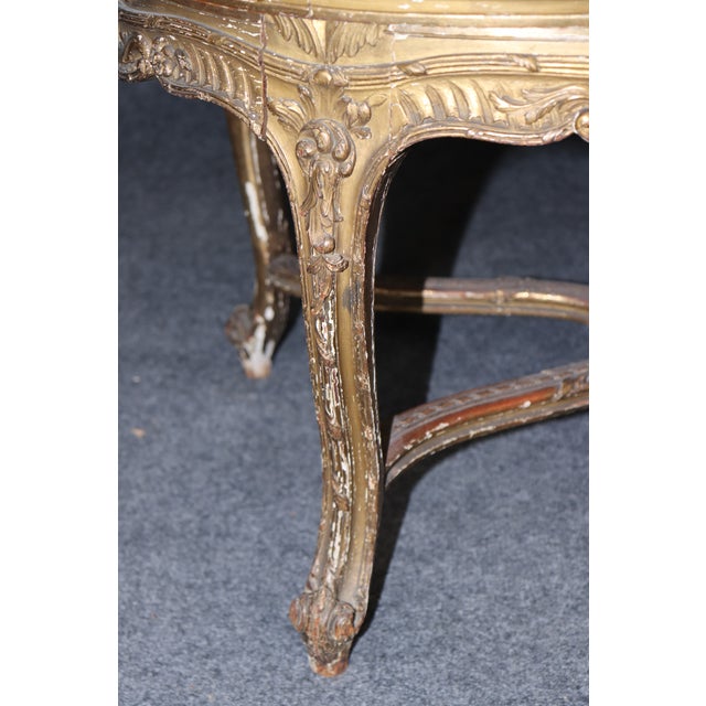 Gold Rare Pair of Francoise Linke Signed Giltwood Caned Louis XV Salon Chairs For Sale - Image 8 of 9