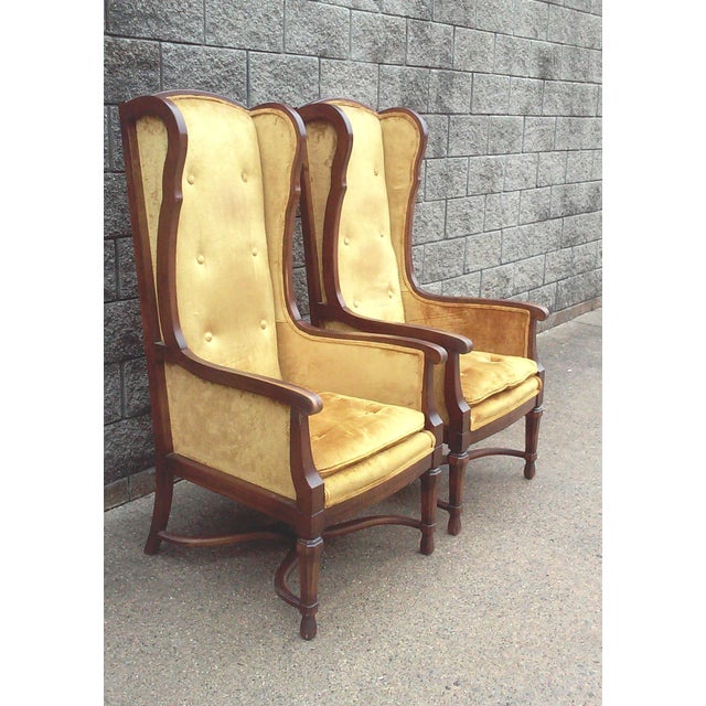 Tall Wing Back Tufted Yellow ChairsA Pair Chairish