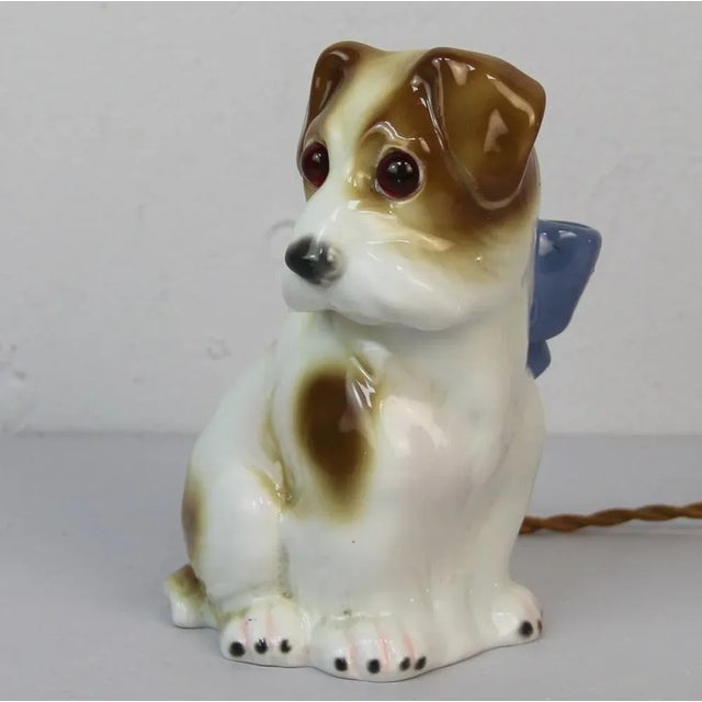 Art Deco Dog Table Lamp in Porcelain, 1930s For Sale - Image 9 of 10
