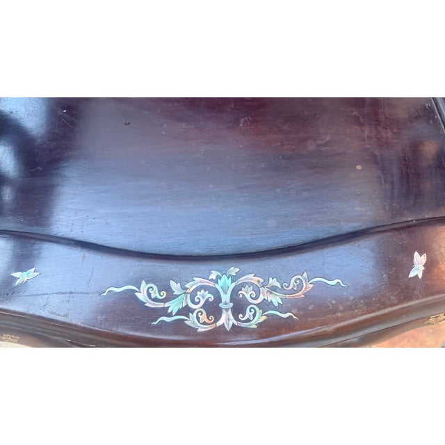 Vintage Chinese Hardwood Armchair With Mother-of-Pearl Inlay and Carved Longevity Motifs For Sale - Image 15 of 15