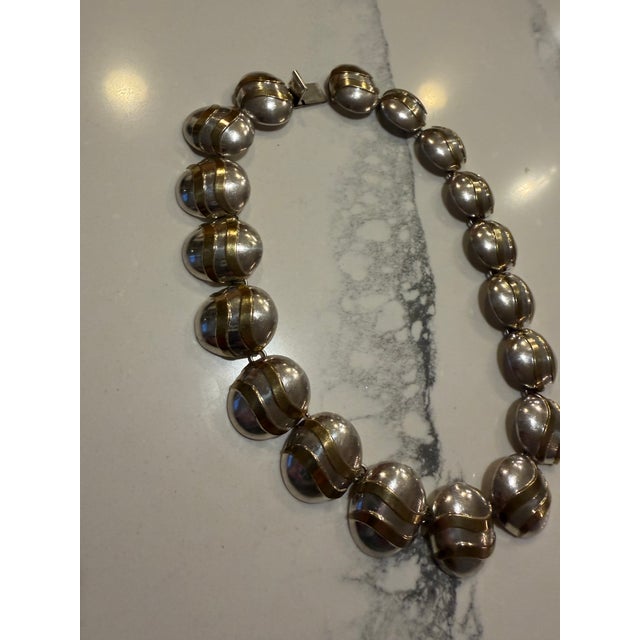 Olde Mexico 925 Modernist Sterling Necklace With Brass Accents For Sale - Image 11 of 15