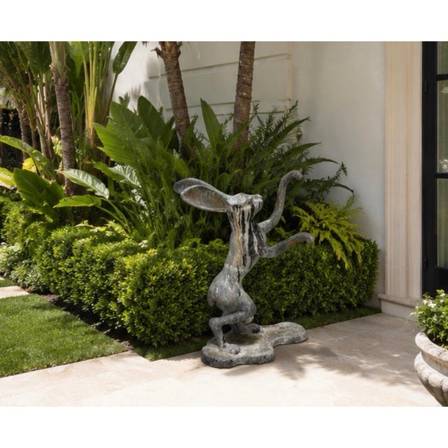 Vintage Boxing Garden Hare Cast Iron Statue For Sale - Image 12 of 12