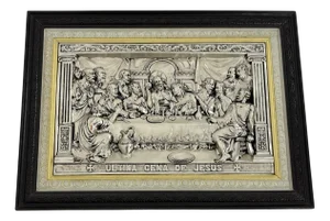 Large Plaque of Jesus' Last Supper in Plated Silver, Italy, 1960s