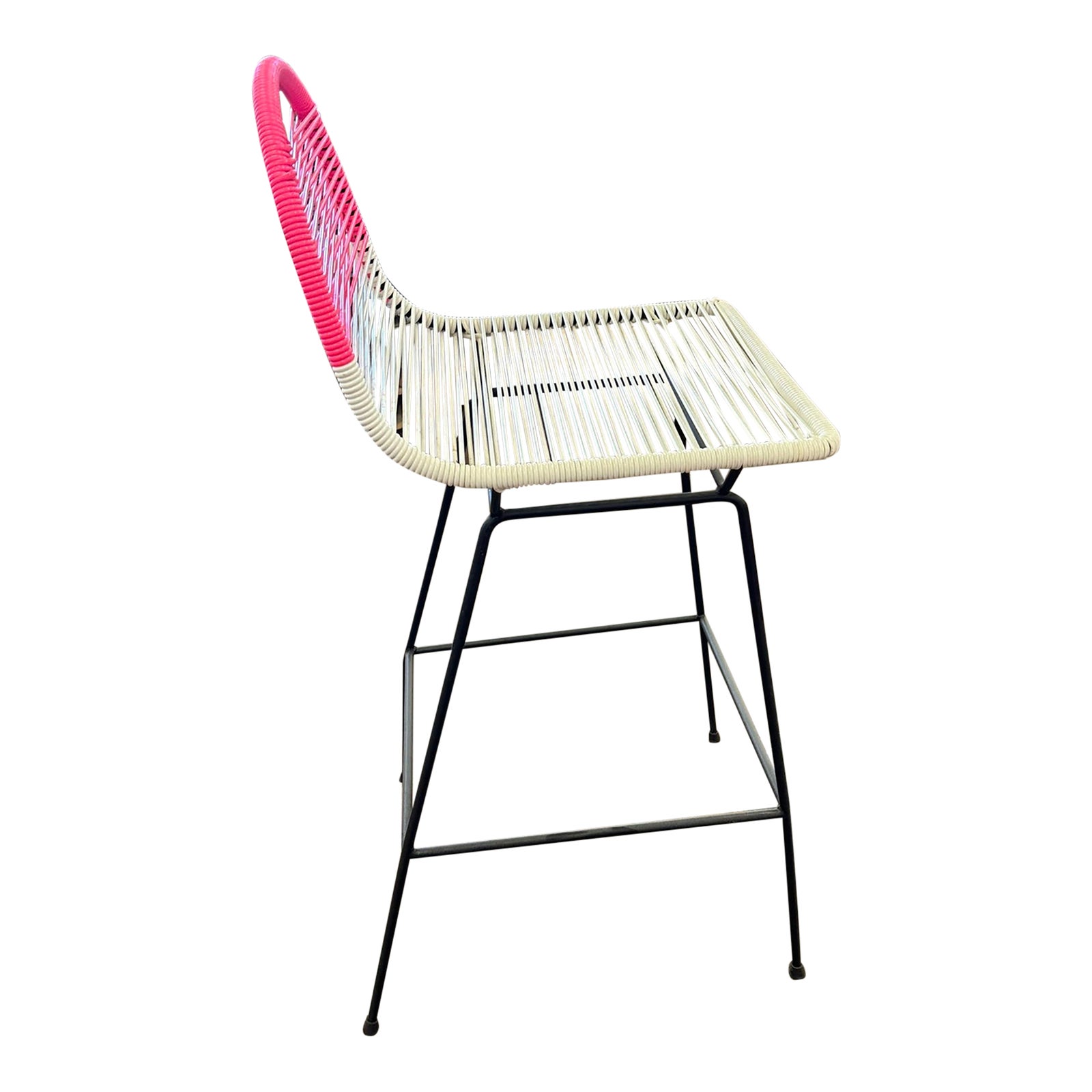 Contemporary Outdoor String Bar Stool - White Poly String With Color ...