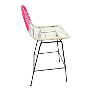 Contemporary Outdoor String Bar Stool - White Poly String With Color: Inn It Designs
