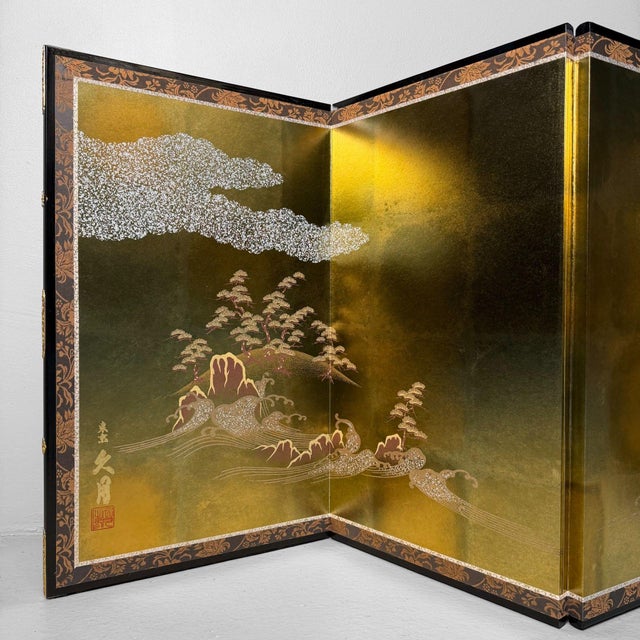 Mid-Century Modern Japanese Byōbu Folding Screen, 1970s For Sale - Image 3 of 18
