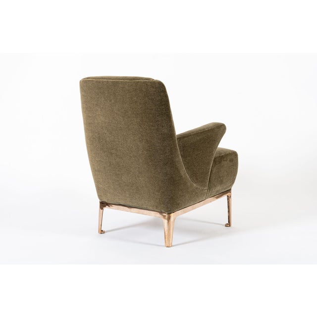 Restored 1940s Art Deco Lounge Chair Mink Mohair, Matching Sofa Available For Sale In Detroit - Image 6 of 15