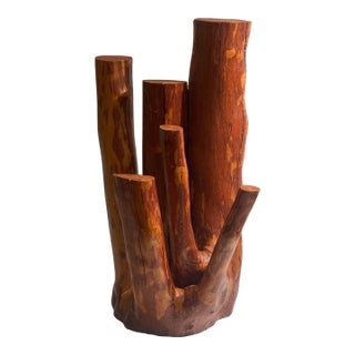 Organic Brutalist Sculptural Wood Object | Modern Architectural Accent Sculpture For Sale