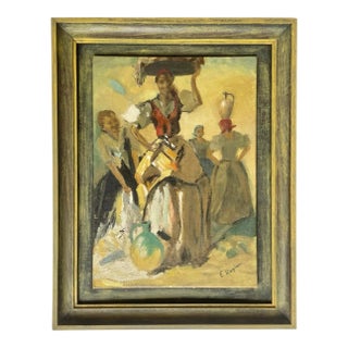 1960s Expressionist Oil Painting on Board For Sale