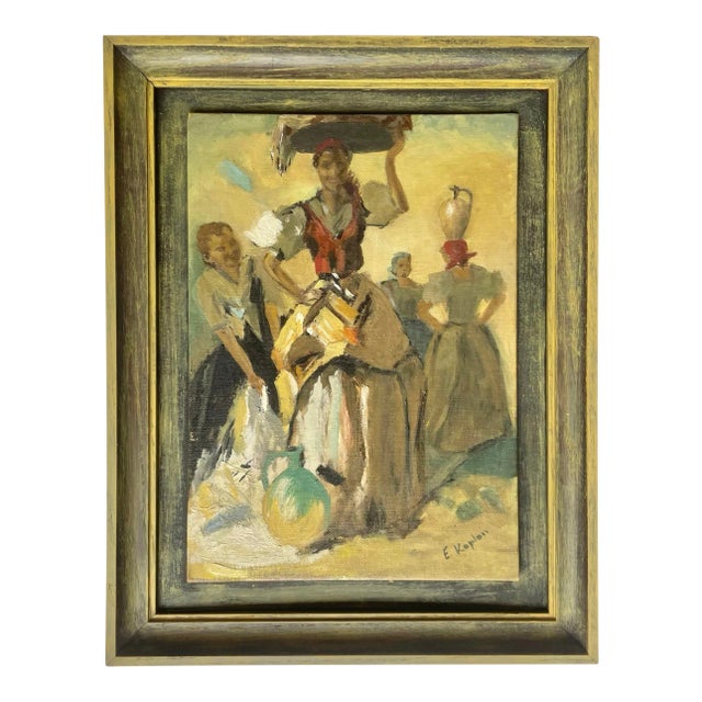 1960s Expressionist Oil Painting on Board For Sale