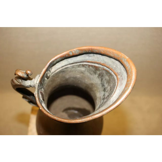 Hand Formed Middle Eastern Copper Pitcher With Etched Designs,19th Century For Sale - Image 9 of 12