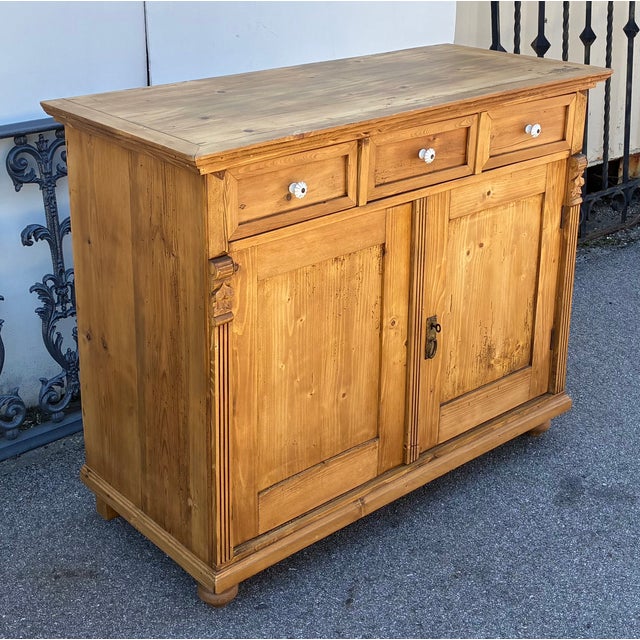 Pine Two Door Three Drawer Dresser Base, Hungary For Sale - Image 10 of 18