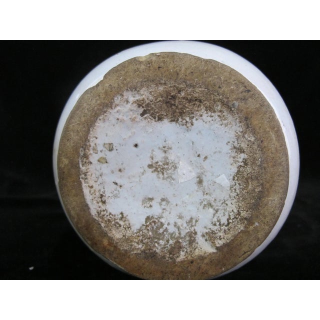 Antique 18th Century German Pewter Mounted Blue Faience Floral Tankard Birnkrug For Sale - Image 9 of 11