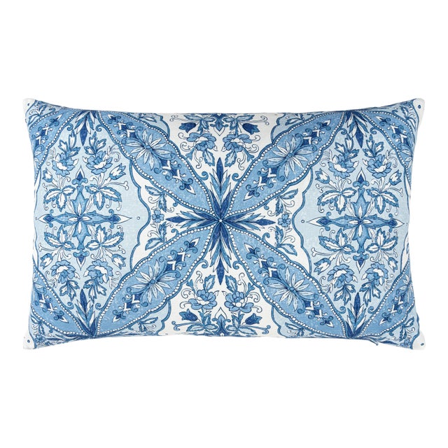 Scalamandre 22" x 14" Provence Pillow in Chambray For Sale