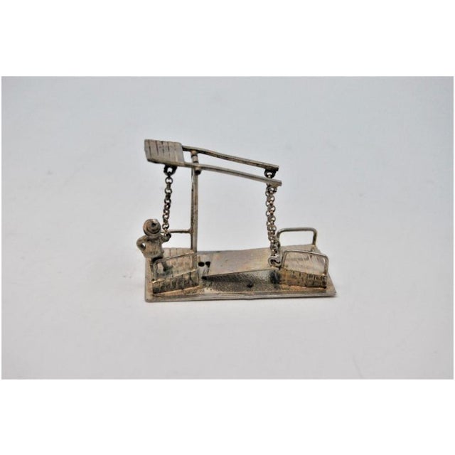 Silver Figure of Toll Collector and Drawbridge For Sale - Image 5 of 9