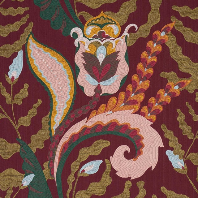 Contemporary SAMPLE - Schumacher X Laura Gonzalez Jaipur Fantaisie Fabric In Aubergine For Sale - Image 3 of 4