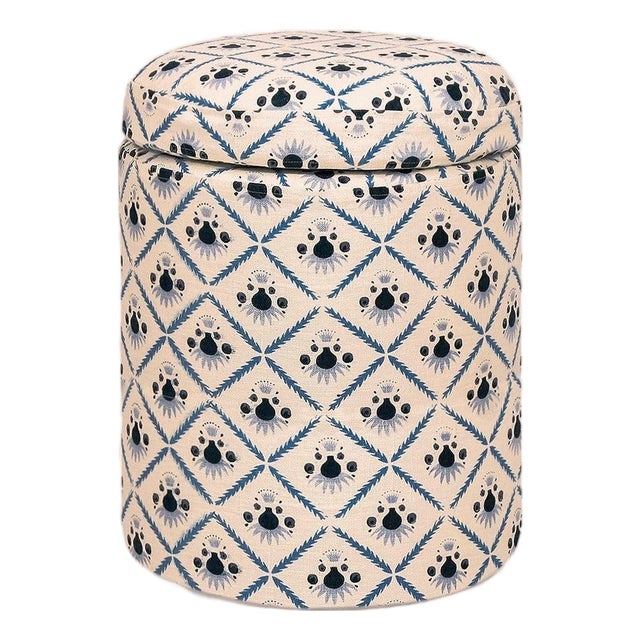 Oxford Blue Aurora Ottoman by Ceraudo For Sale