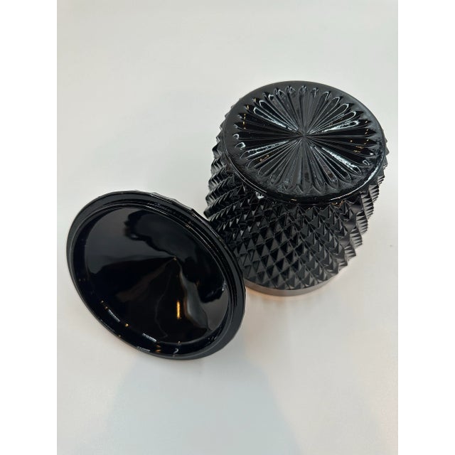 Rare MCM Cameo Black "Diamond Point" Glass Ice Tub Bucket By Tiara Indiana. In excellent condition. No chips or cracks....