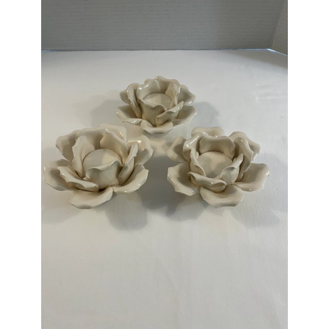 Late 20th Century Flower Votives- Set of 3 For Sale - Image 4 of 6