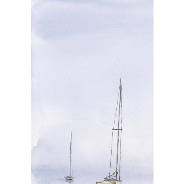 Paper Sailboat Wall Art, Minimalist Coastal Seascape Print, Soft Ocean Boat Art Print, 24″ × 36″ For Sale - Image 7 of 9