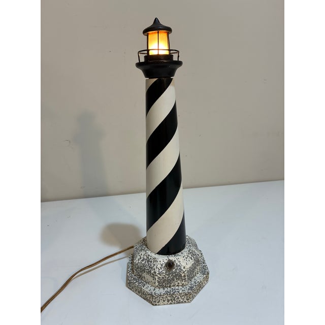 1960s Vintage Wooden Cape Hatteras Lighthouse Lamp For Sale - Image 5 of 10