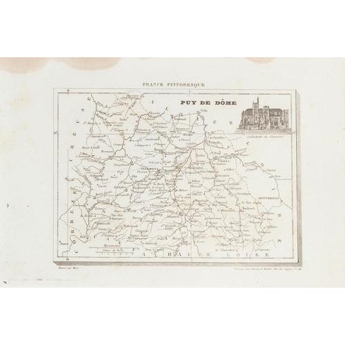 Map of Puy De Dome, 19th Century For Sale