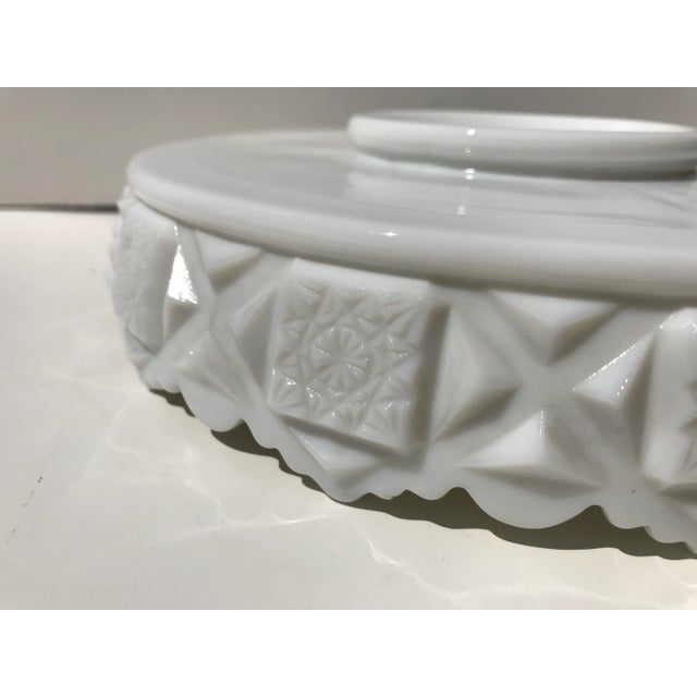 Westmoreland Glass Antique Westmoreland Milk Glass Old Quilt Pattern Divided Dish For Sale - Image 4 of 7