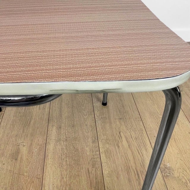 Salmon Beige Formica Chairs with Striped Pattern, 1960s, Set of 4 For Sale - Image 10 of 14