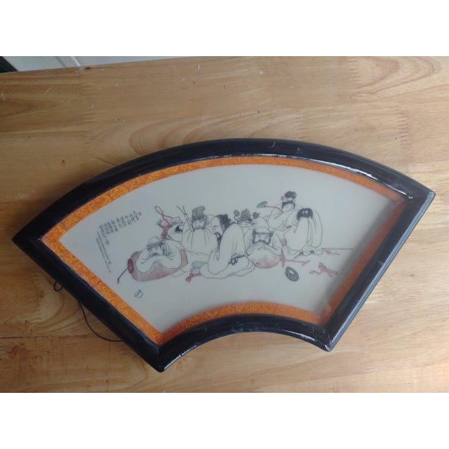 Vintage Chinese Traditional Scene on Ceramic Fan For Sale In Kansas City - Image 6 of 6