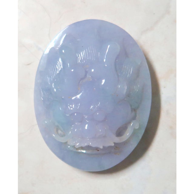Jade Dragon Paperweight in High Relief, Natural Green/Lavender Jade For Sale In Miami - Image 6 of 7