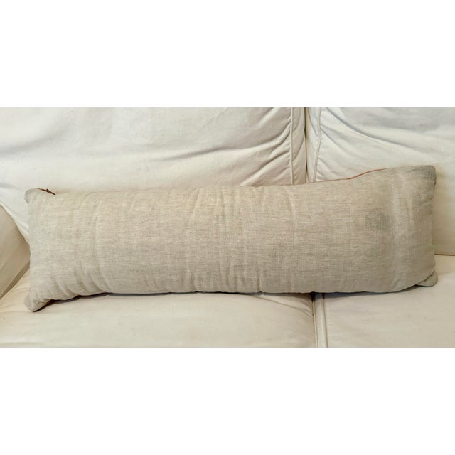 2020s Bella Notte and Linen Long Lumber Pillow in Rouge and Natural Linen For Sale - Image 5 of 11