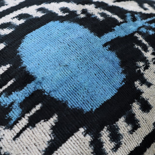 Blue Contemporary Blue Handmade Velvet Throw Pillow & Down Insert For Sale - Image 8 of 9