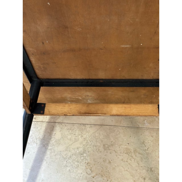 1960s 1960s French Mid-Century Wood Table With Metal Base Attributed to by Eugenia Reggio & Rinaldo Scaiola For Sale - Image 5 of 9