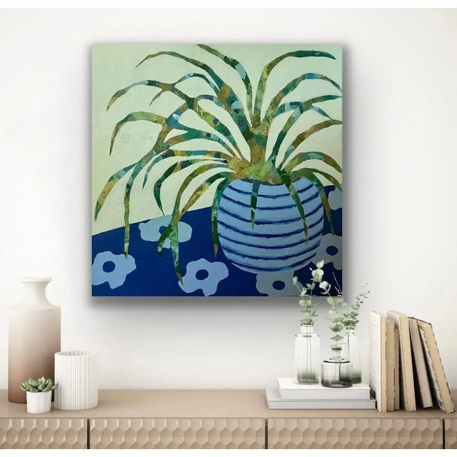 Spider Plant With Floral Tablecloth For Sale - Image 10 of 10