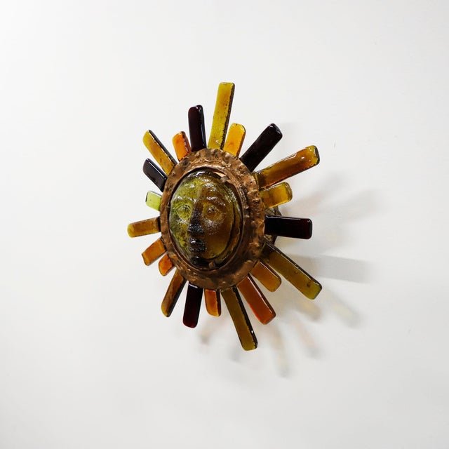 1960s Big Size Brutalist Wall Lamp in Sun Form by Feders For Sale - Image 6 of 17